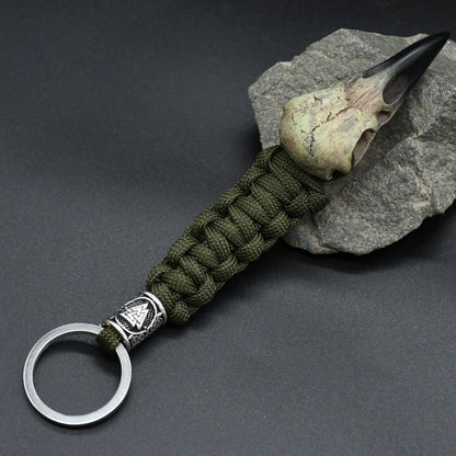 Odin Crow Skeleton Paracord Keychain