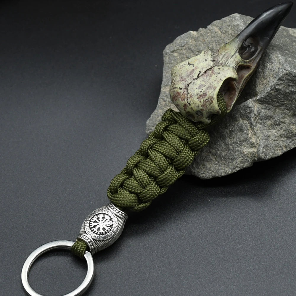 Odin Crow Skeleton Paracord Keychain