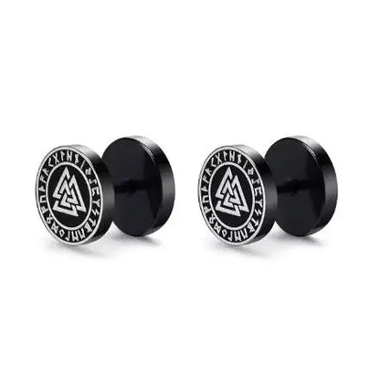 Valknut and Runes Stainless Steel Stud Earrings