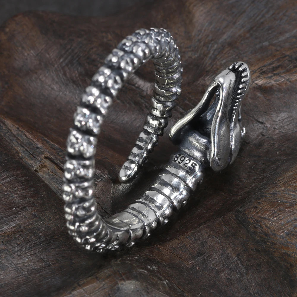 925 Sterling Silver Adjustable Dragon Ring