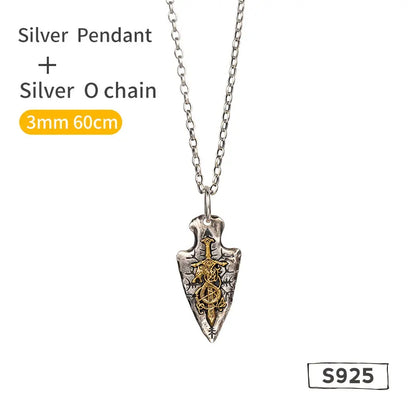 925 Silver Decorative Spearhead Necklace