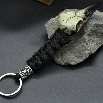 Odin Crow Skeleton Paracord Keychain