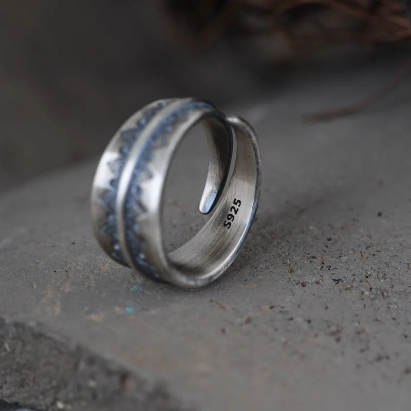 925 Sterling Silver Rune Ring