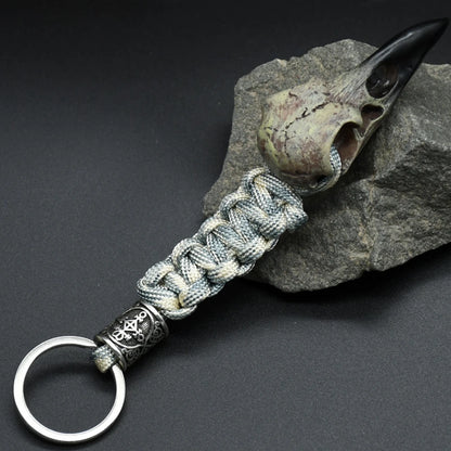 Odin Crow Skeleton Paracord Keychain