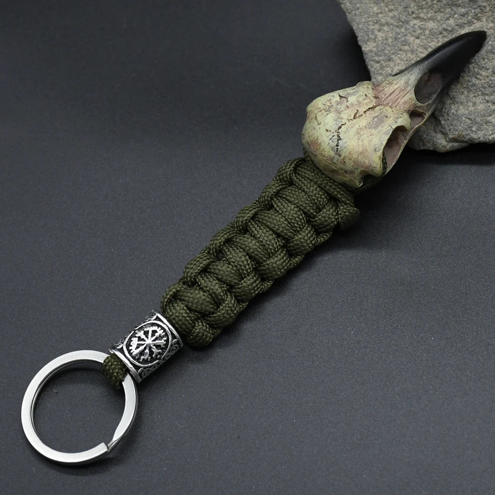 Odin Crow Skeleton Paracord Keychain