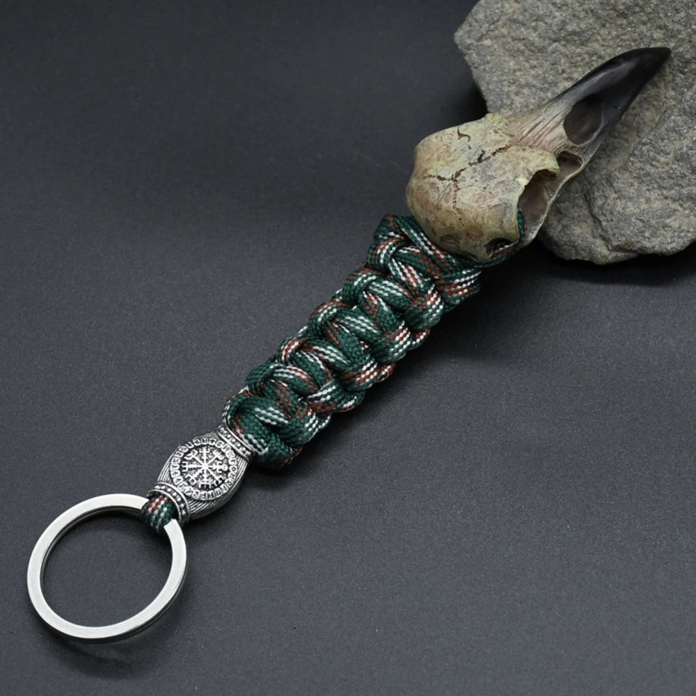 Odin Crow Skeleton Paracord Keychain