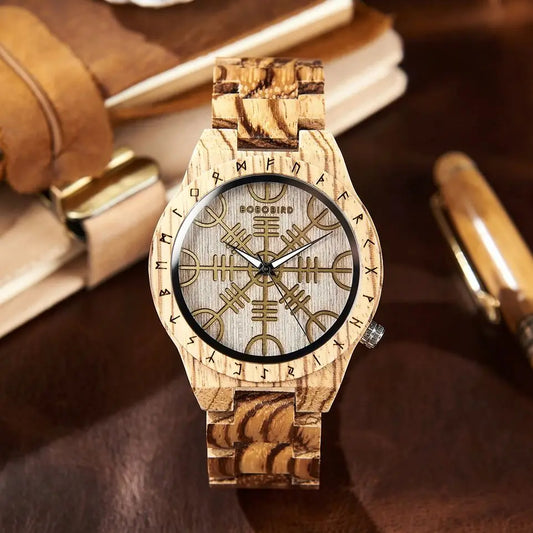 Aegishjalmur Wooden Viking Wristwatch