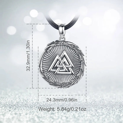 925 Sterling Silver Viking Valknut Ouroboros Necklace