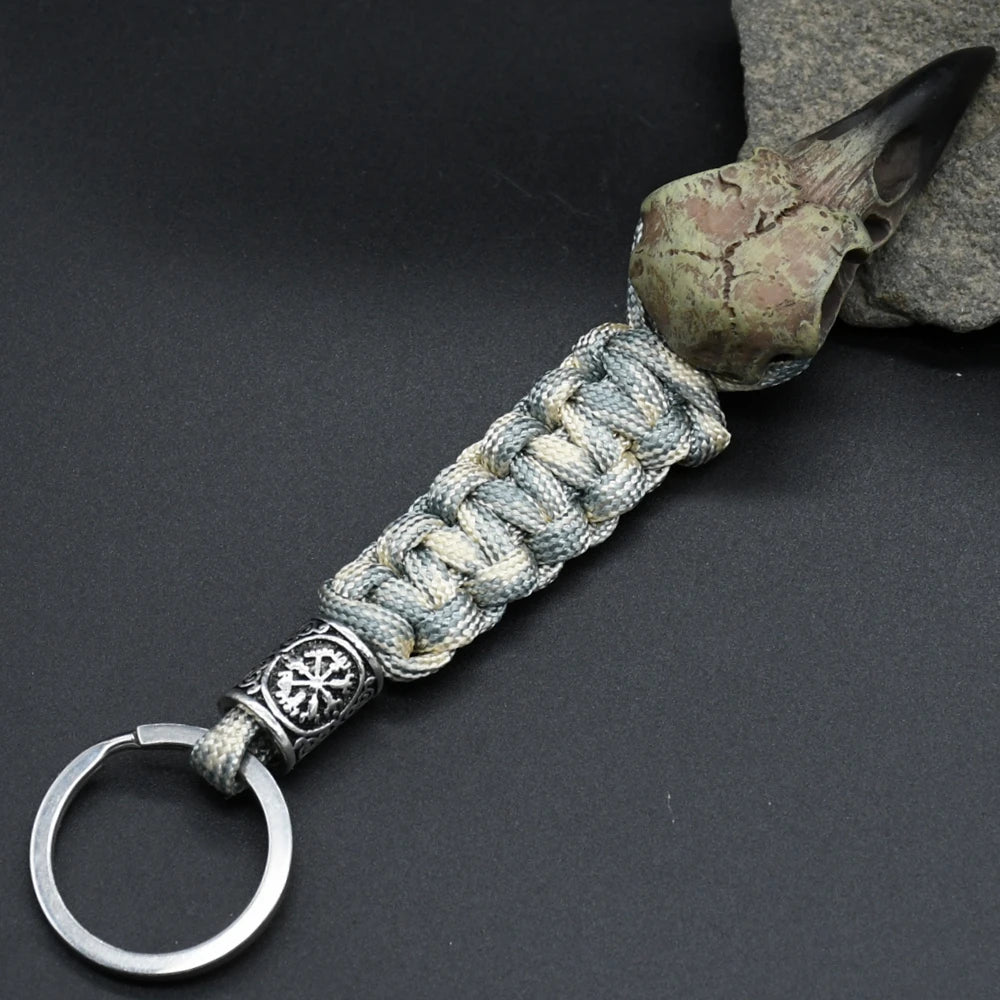 Odin Crow Skeleton Paracord Keychain