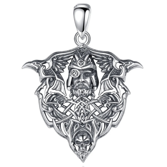 925 Sterling Silver Odin's Ravens Necklace