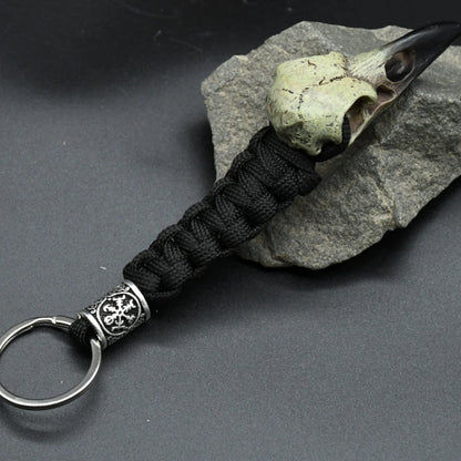 Odin Crow Skeleton Paracord Keychain