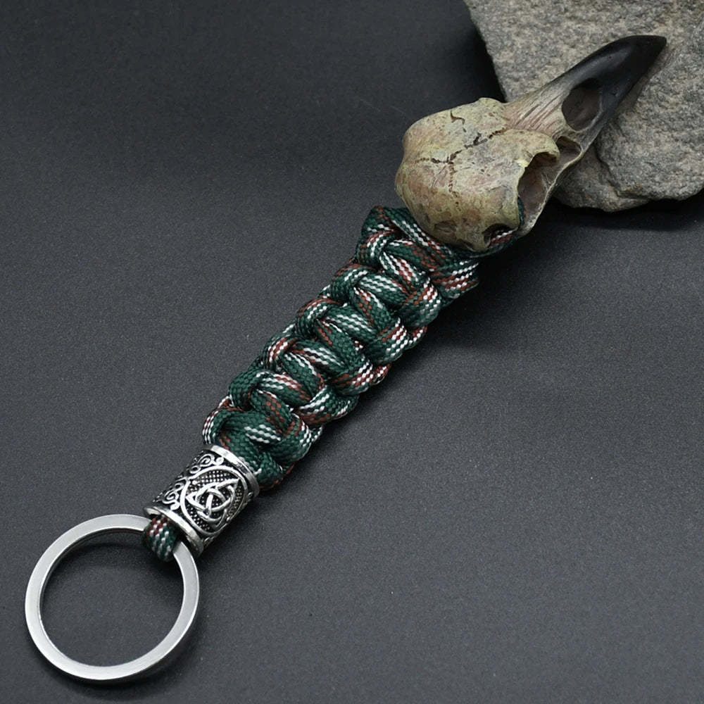 Odin Crow Skeleton Paracord Keychain