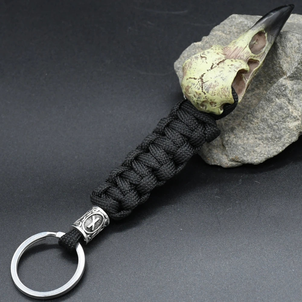 Odin Crow Skeleton Paracord Keychain