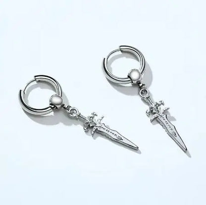 Gothic Dagger Hoop Earrings