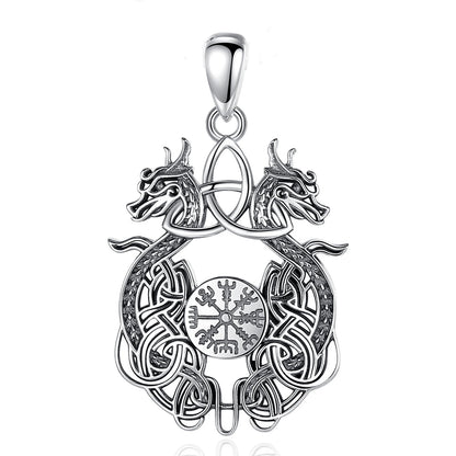 Eudora 925 Sterling Silver Viking Dragon Celtic Knot Necklace