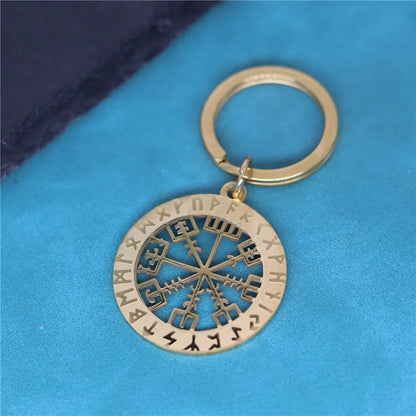 Viking Rune Compass Vegvisir Keychain