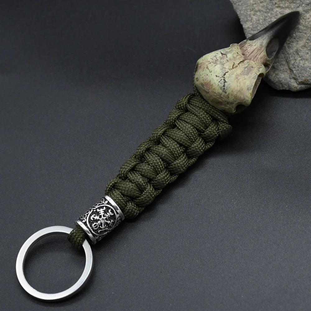 Odin Crow Skeleton Paracord Keychain