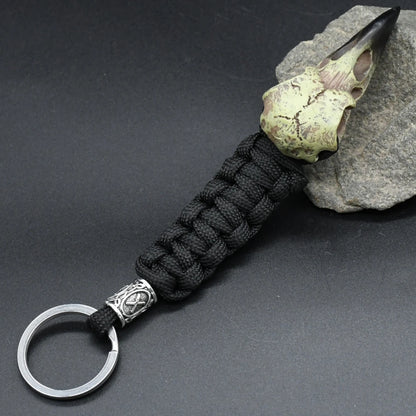 Odin Crow Skeleton Paracord Keychain