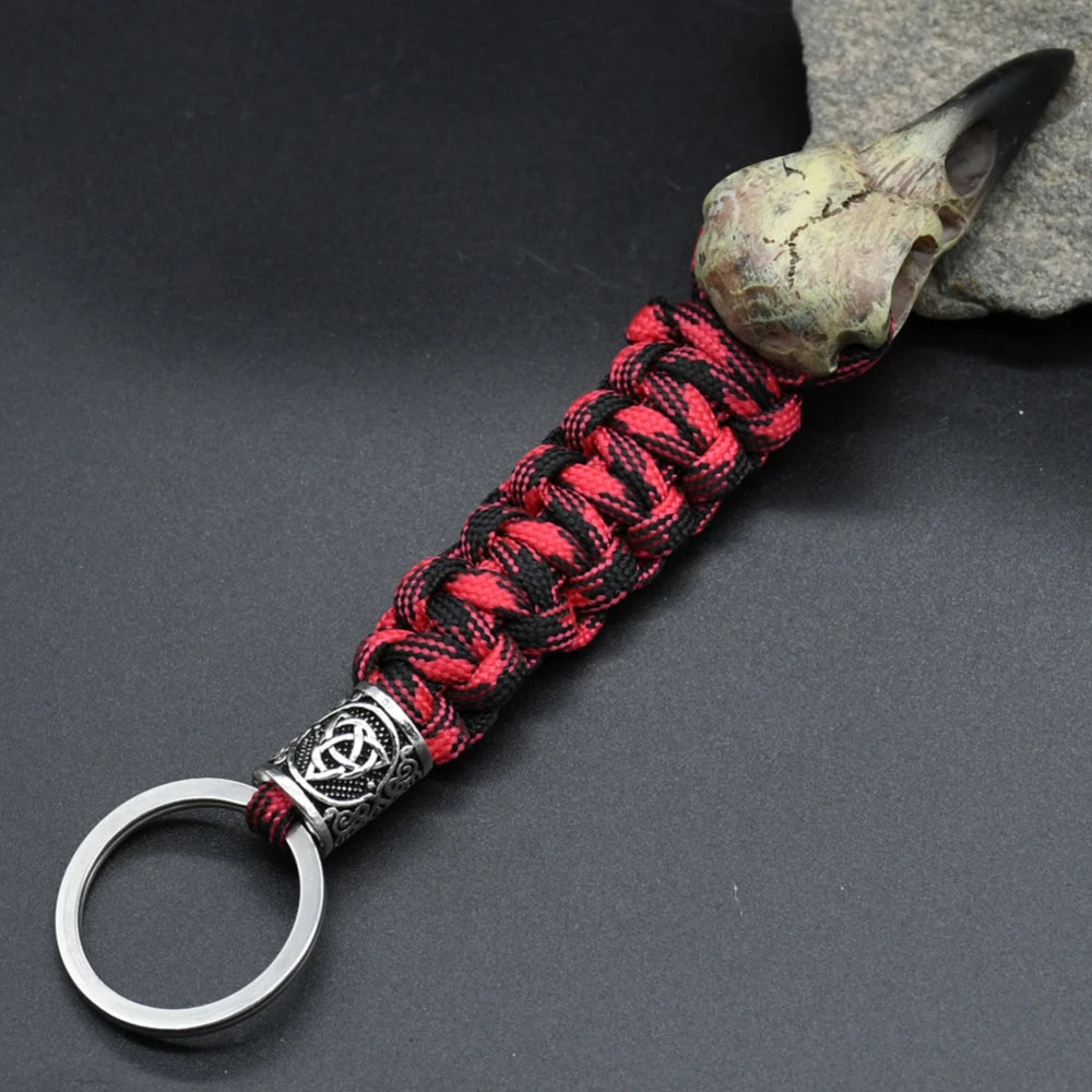 Odin Crow Skeleton Paracord Keychain