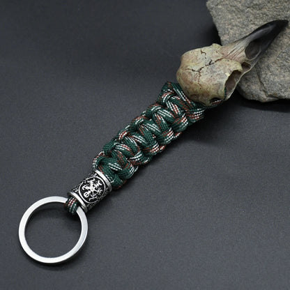 Odin Crow Skeleton Paracord Keychain