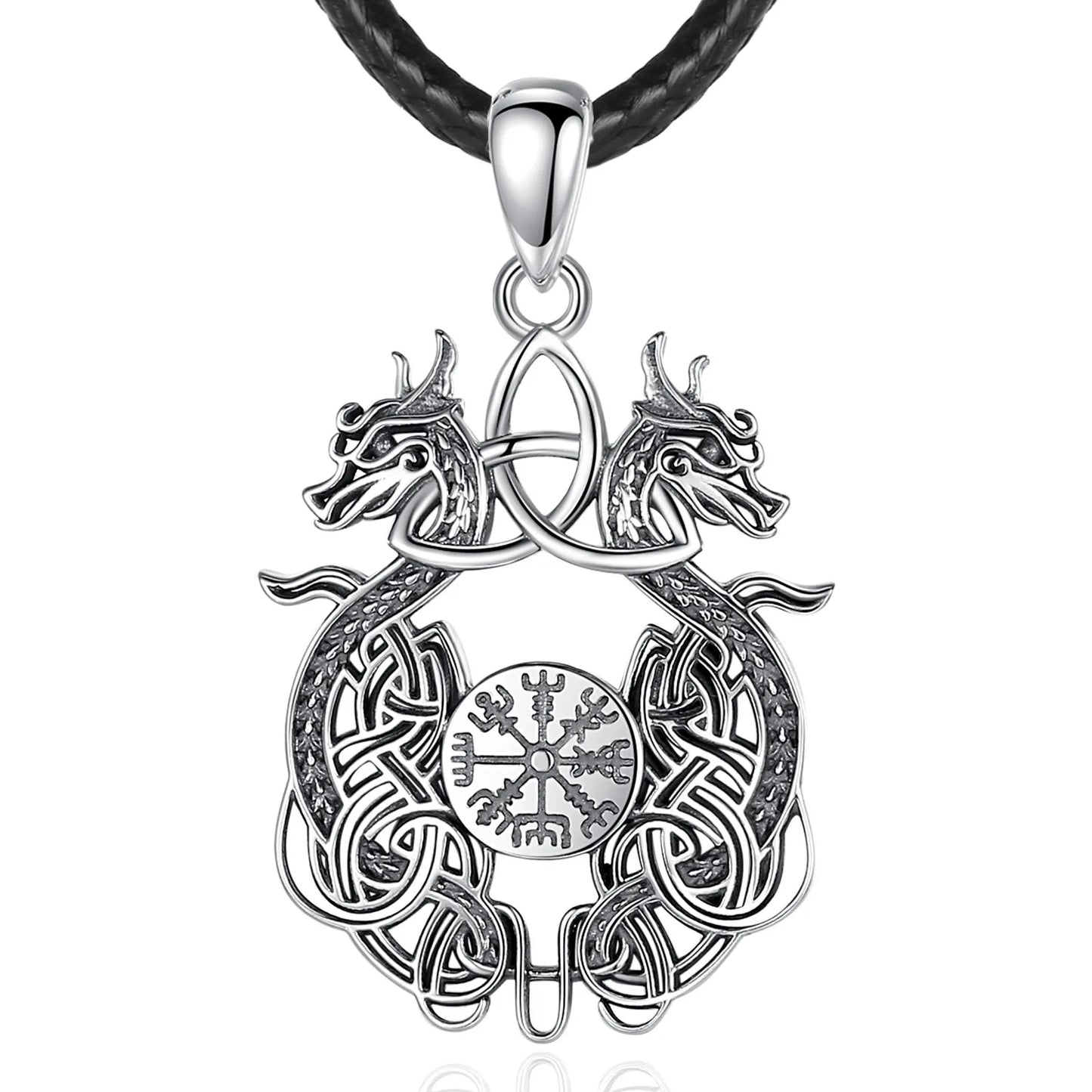 Eudora 925 Sterling Silver Viking Dragon Celtic Knot Necklace