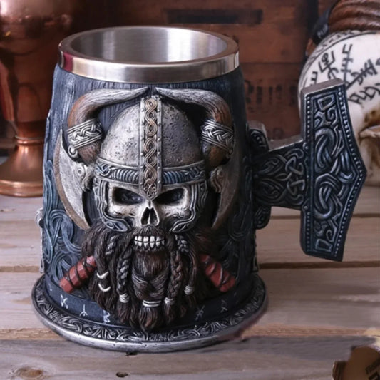 Danegeld Tankard Mug with Mjolnir Hammer Handle