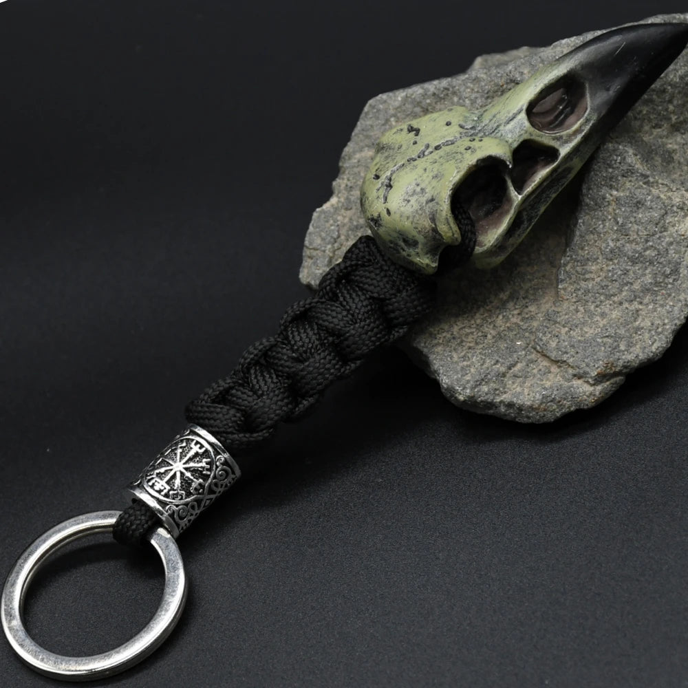 Odin Crow Skeleton Paracord Keychain