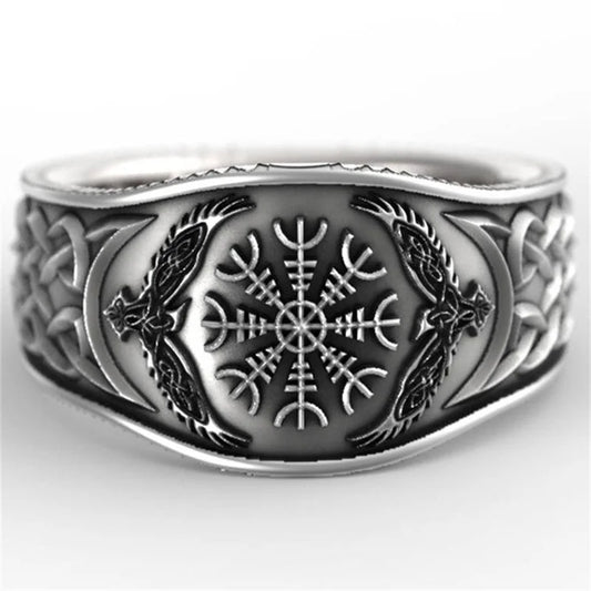 925 Sterling Silver Norse Viking Compass Ring