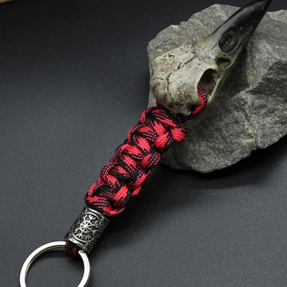 Odin Crow Skeleton Paracord Keychain