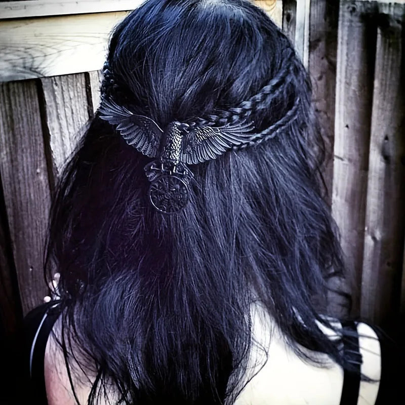 Viking Black Crow Hair Clip