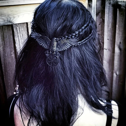 Viking Black Crow Hair Clip