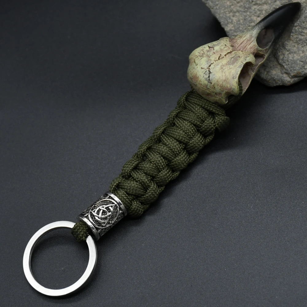 Odin Crow Skeleton Paracord Keychain