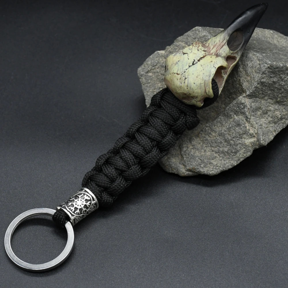 Odin Crow Skeleton Paracord Keychain