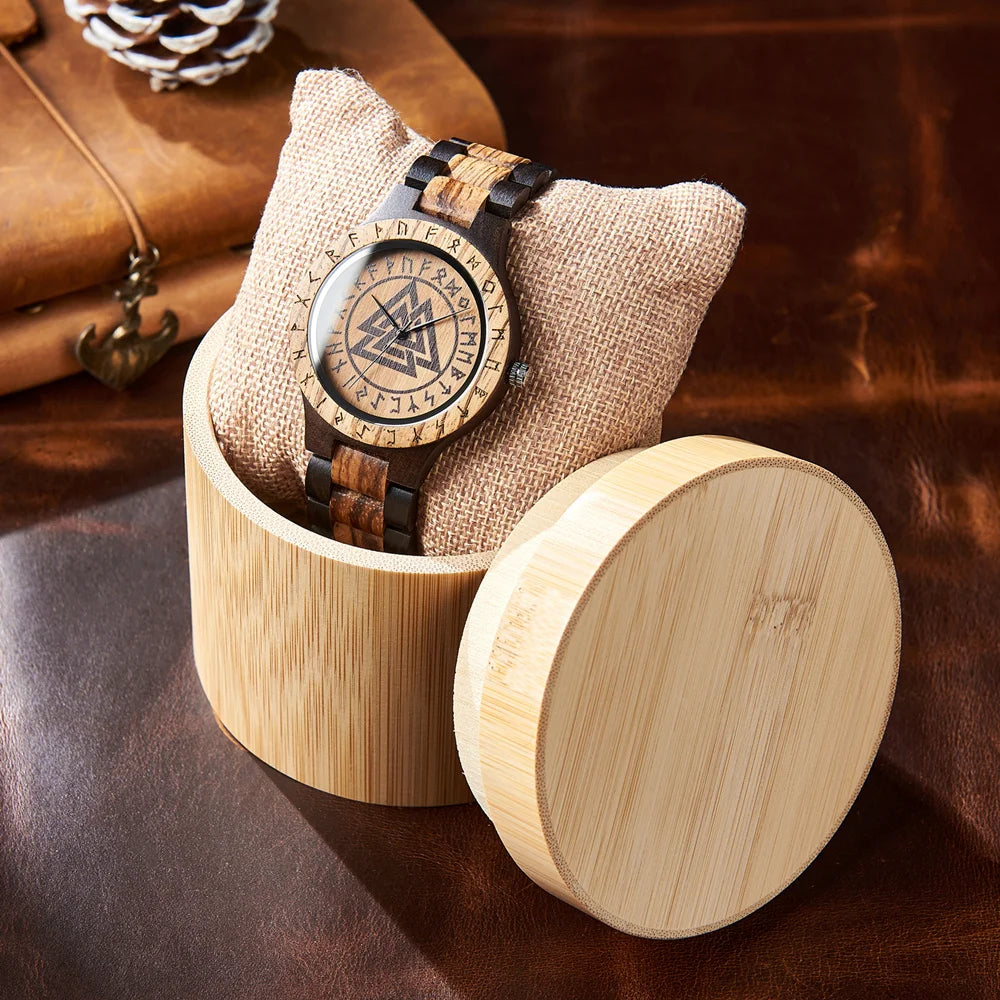 Valknut Wooden Viking Wristwatch