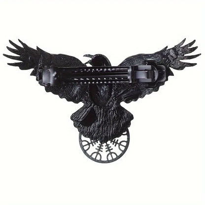 Viking Black Crow Hair Clip