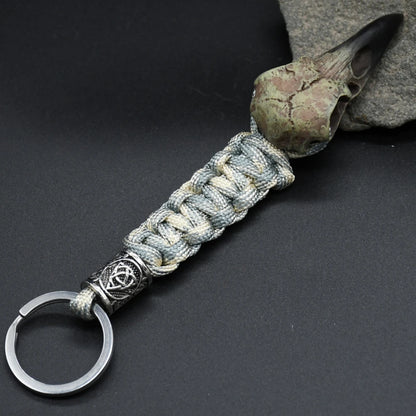 Odin Crow Skeleton Paracord Keychain