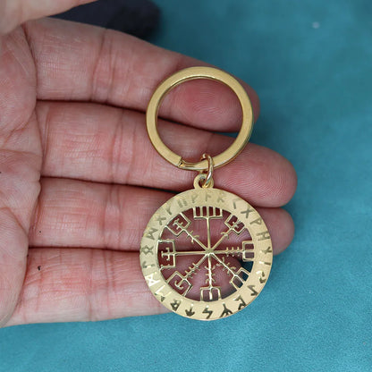 Viking Rune Compass Vegvisir Keychain