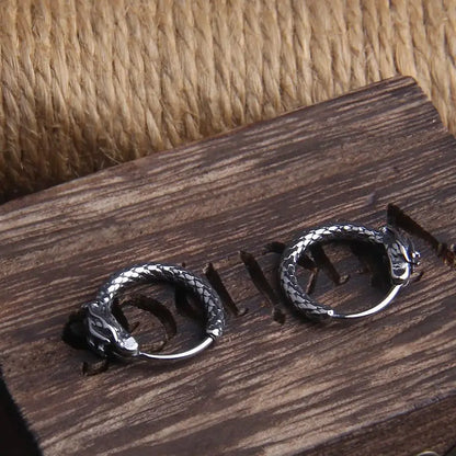 Dragon Head Stainless Steel Hoop Earrings