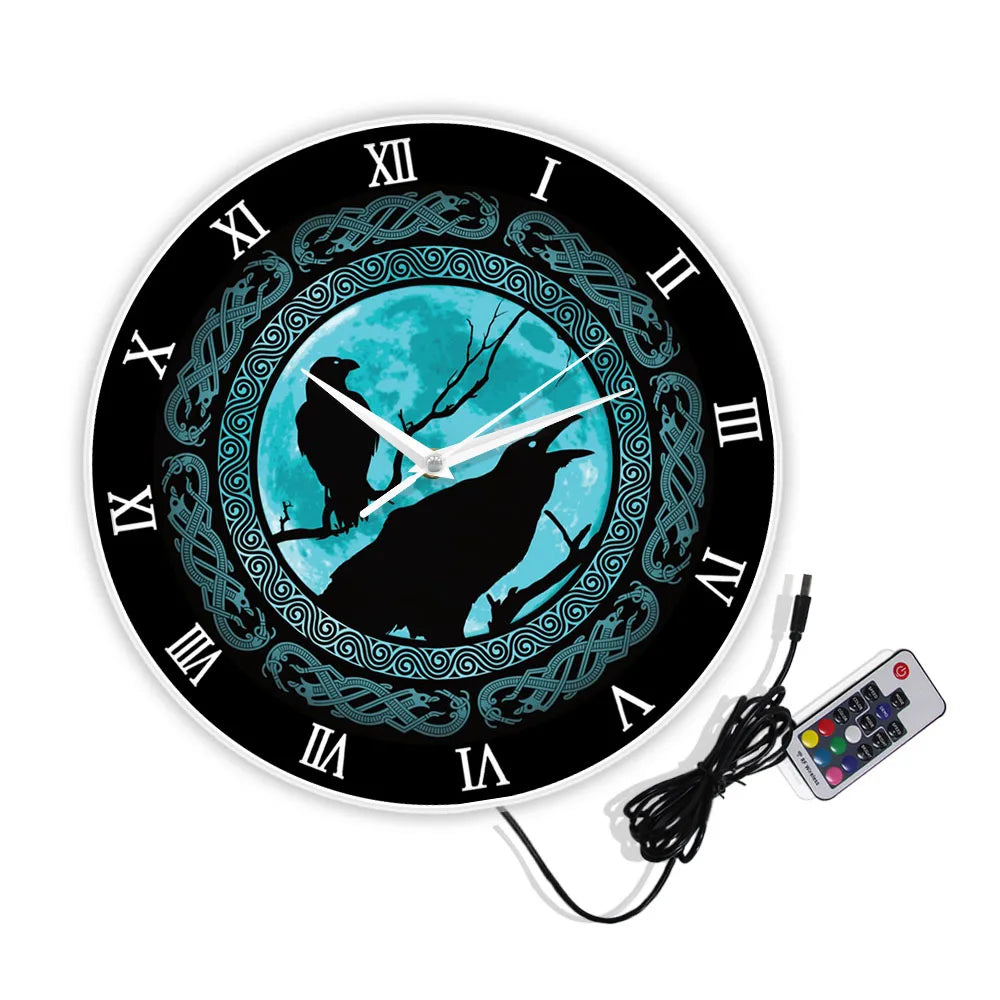 Odins Ravens RGB LED Wall Clock