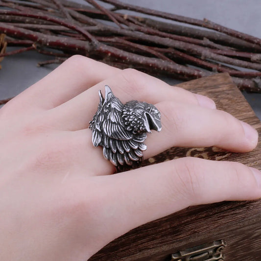 Raven Defend Odin Scandinavian Ring