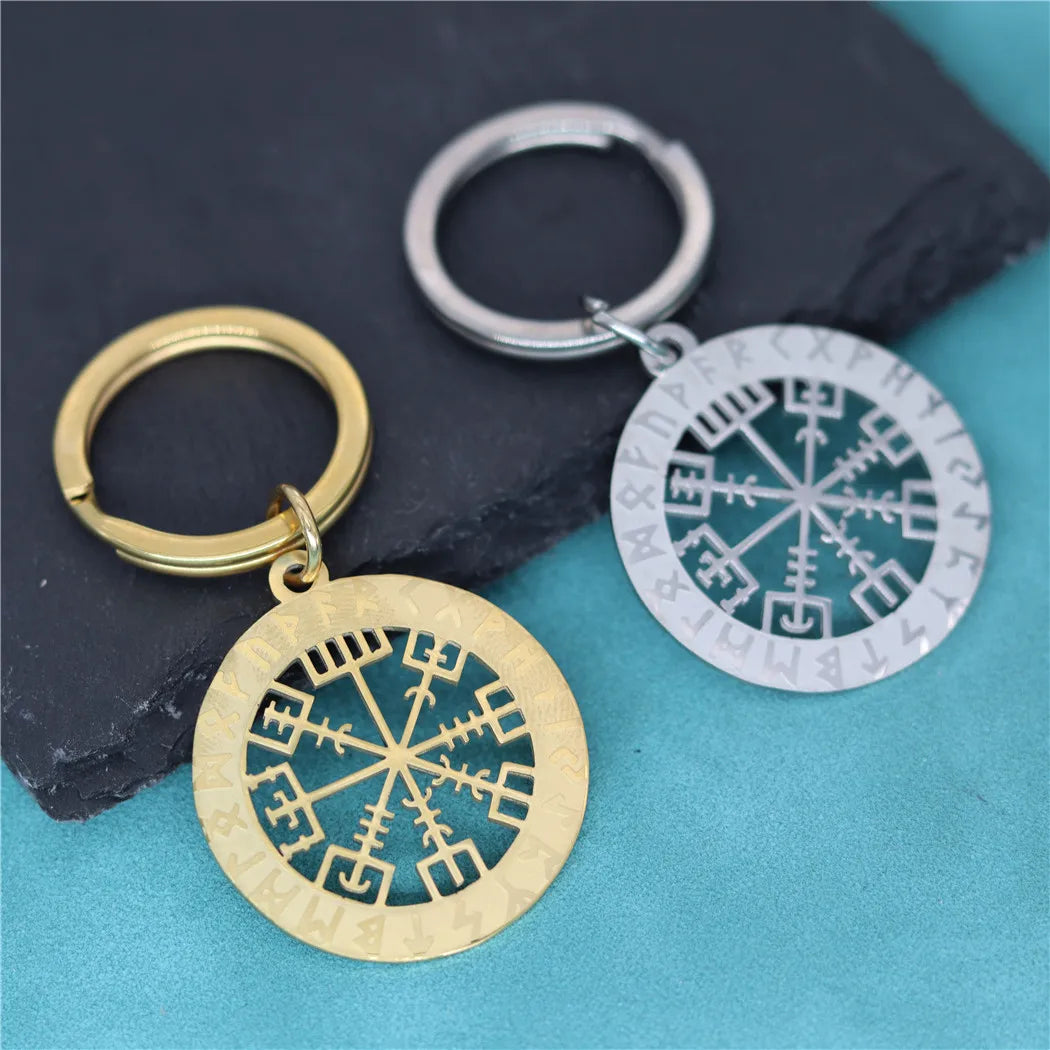 Viking Rune Compass Vegvisir Keychain