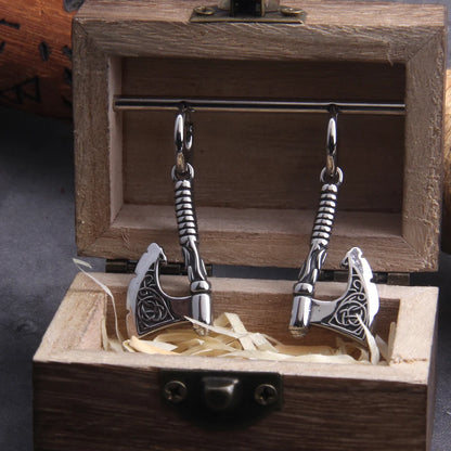 Viking Axe Stainless Steel Drop Earrings