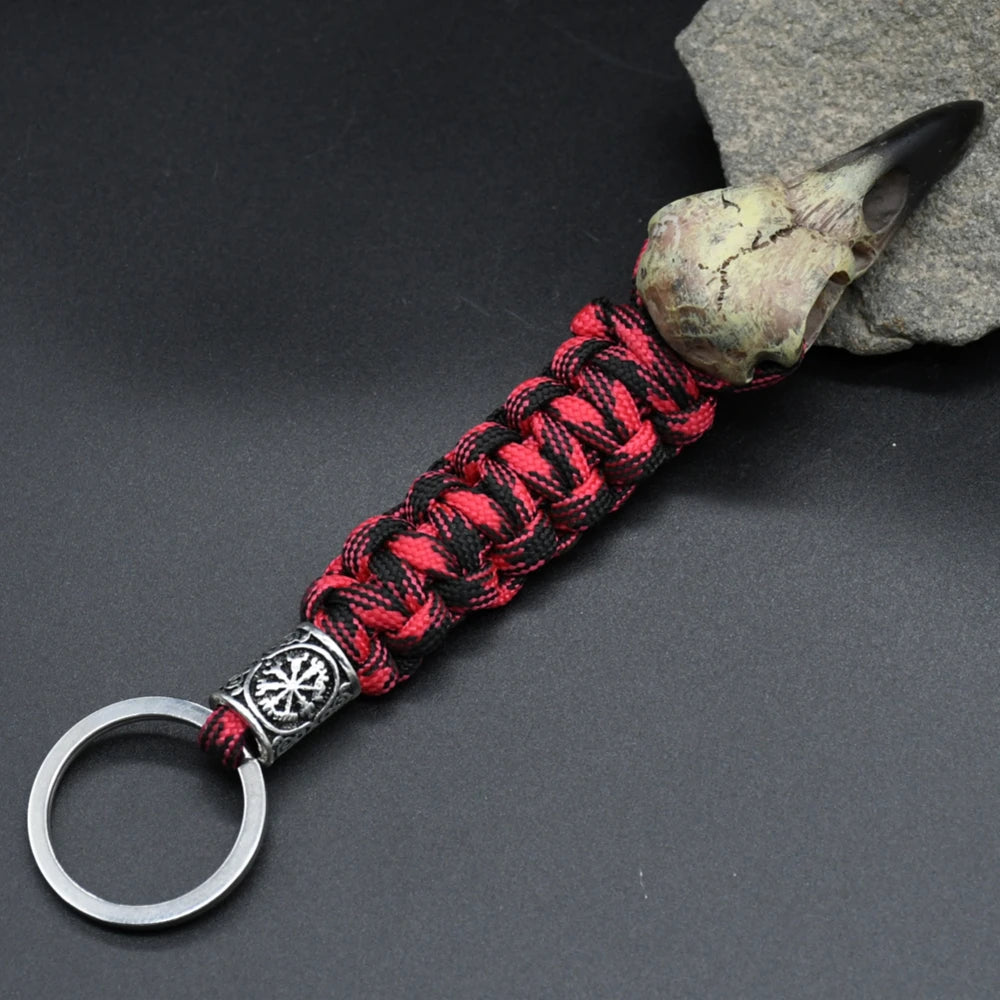 Odin Crow Skeleton Paracord Keychain