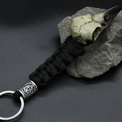 Odin Crow Skeleton Paracord Keychain