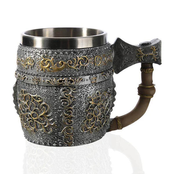 3D Double Layer Axe Viking Skull Mug